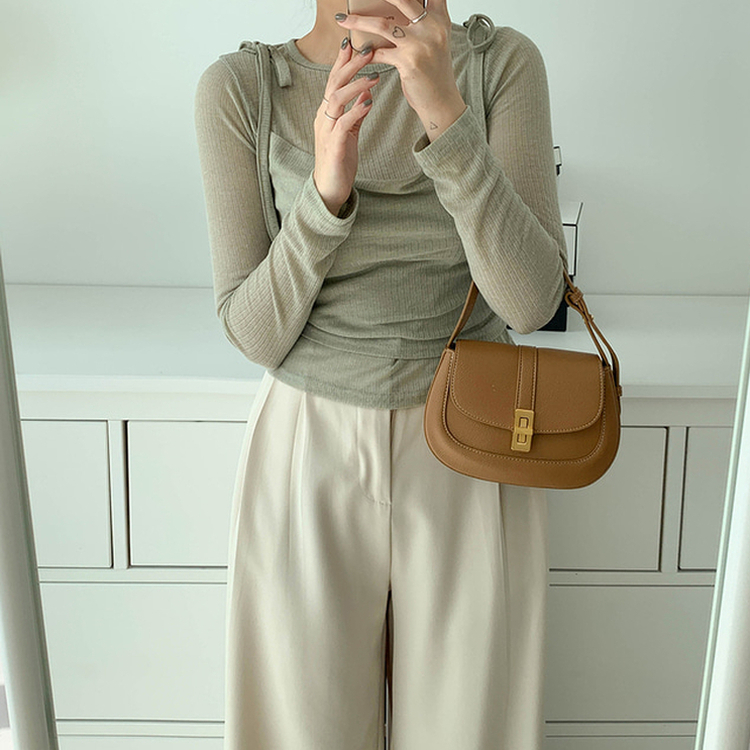 【SET】レイヤードTシャツ ビスチェ LIGHT KHAKI