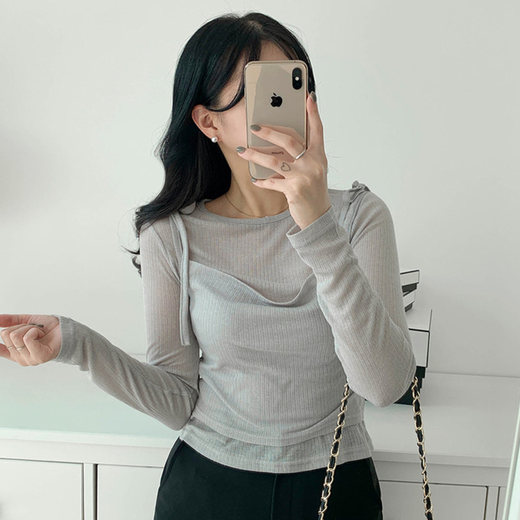 【SET】レイヤードTシャツ ビスチェ GREY