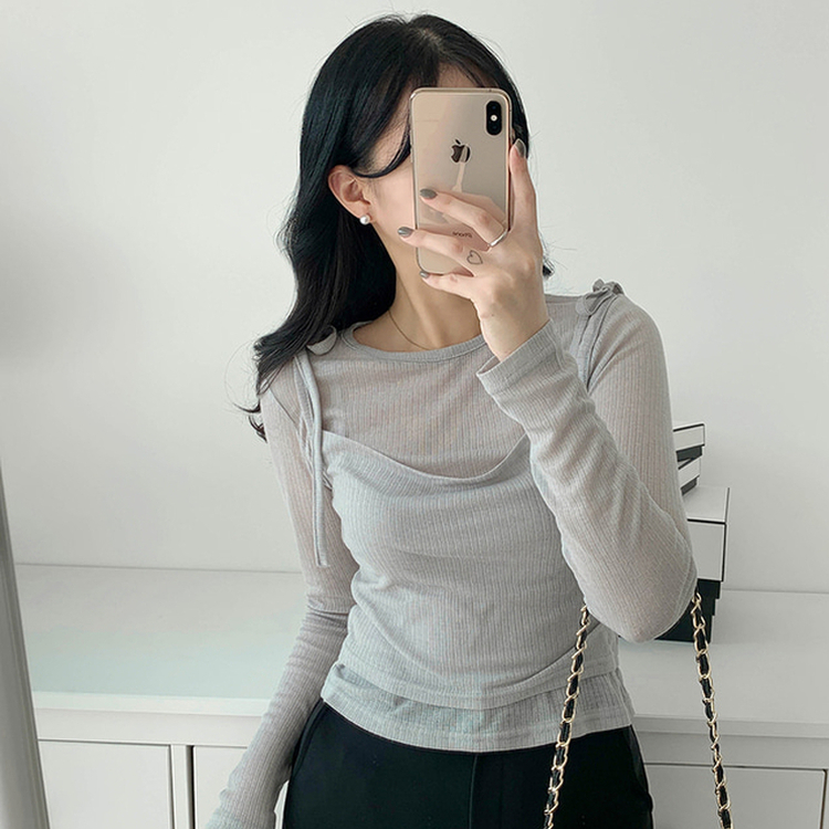 【SET】レイヤードTシャツ ビスチェ GREY