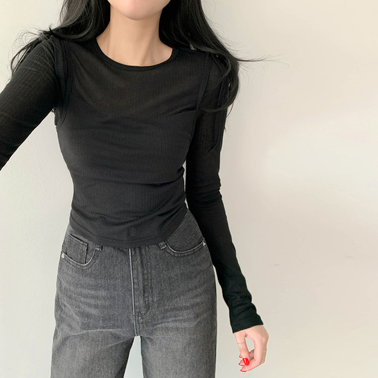 【SET】レイヤードTシャツ ビスチェ BLACK