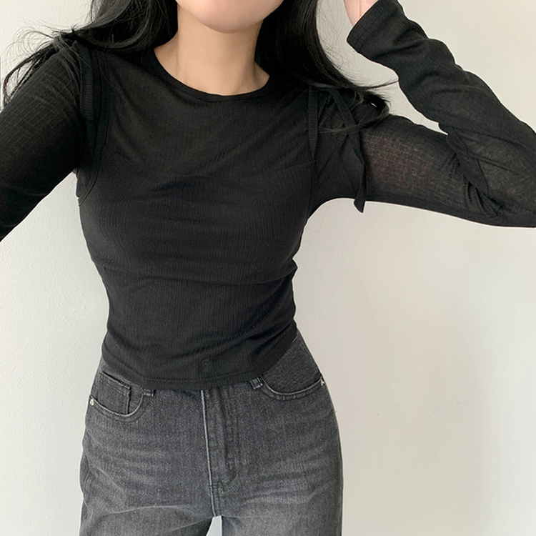 【SET】レイヤードTシャツ ビスチェ BLACK