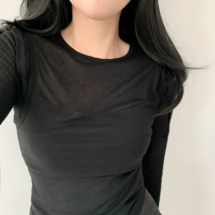 【SET】レイヤードTシャツ ビスチェ BLACK