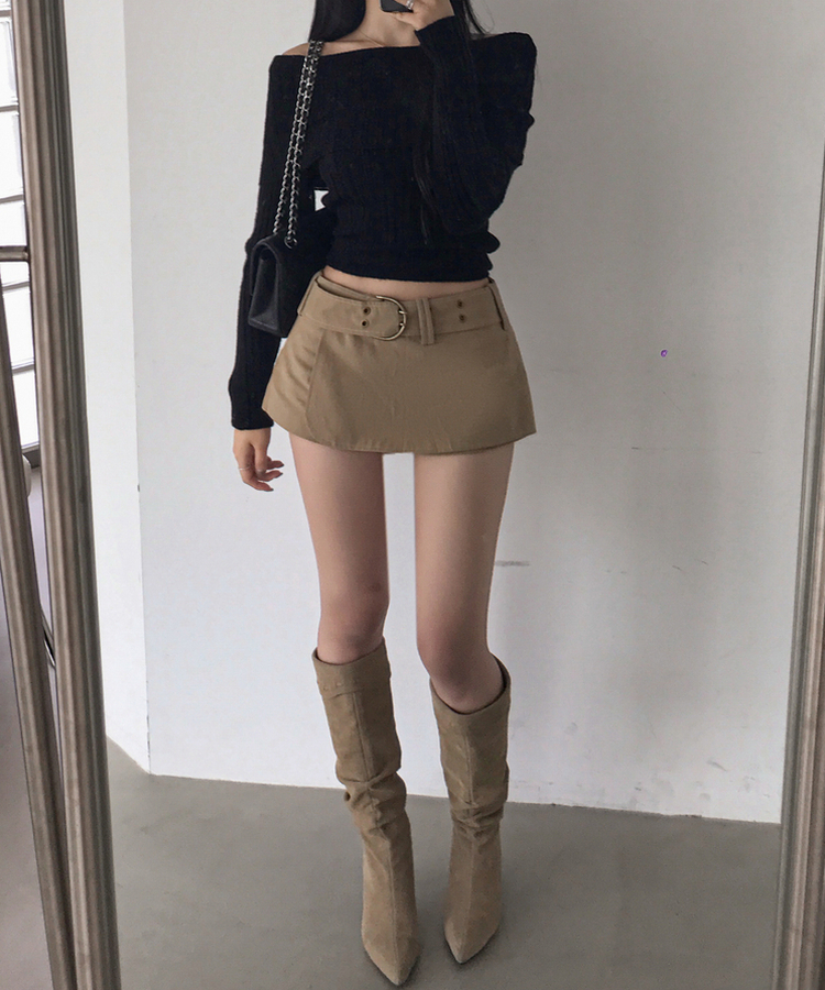 ベルト付き】ローライズY2Kミニスカートパンツ｜ミニスカート｜韓国