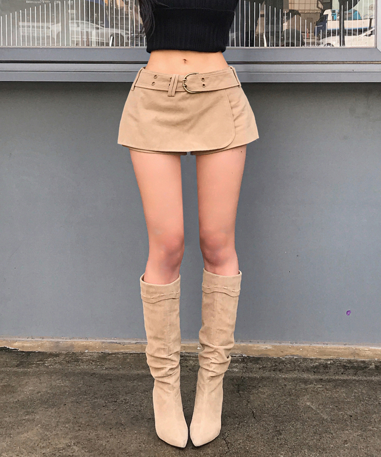 ベルト付き】ローライズY2Kミニスカートパンツ｜ミニスカート｜韓国