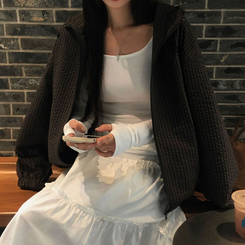 フードチェックウィンドブレーカー  BROWN