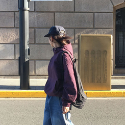 フードチェックウィンドブレーカー  PURPLE