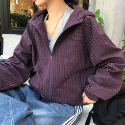 フードチェックウィンドブレーカー  PURPLE