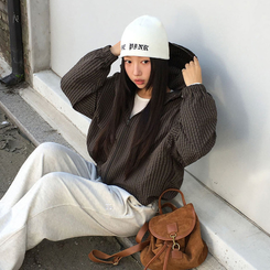 フードチェックウィンドブレーカー  KHAKI