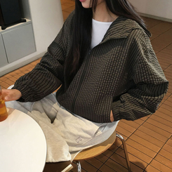 フードチェックウィンドブレーカー  KHAKI