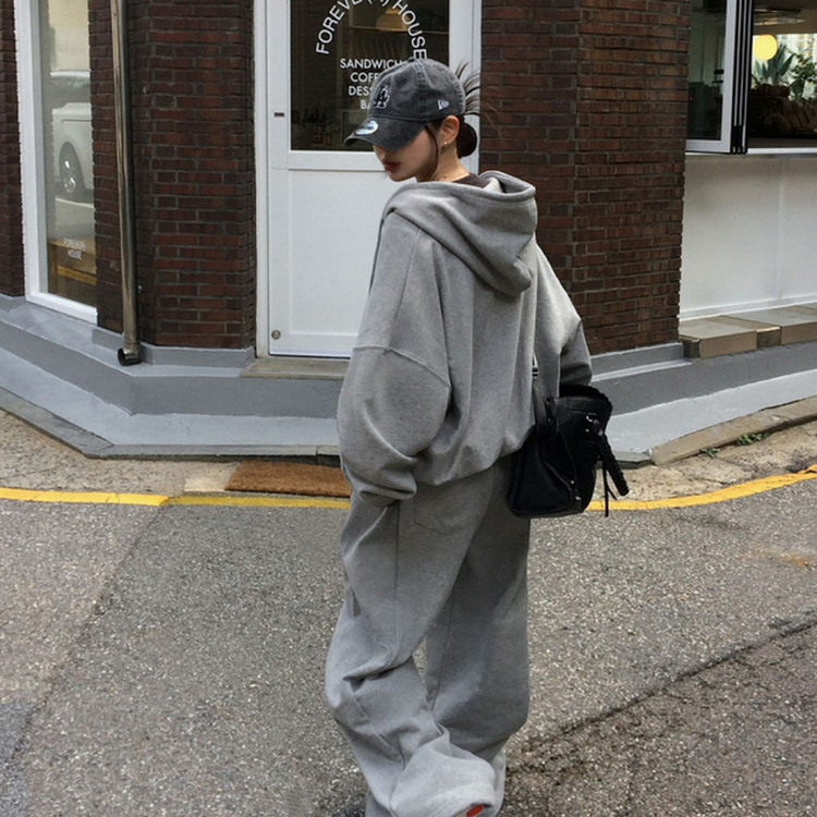 オーバーフィットフードジップアップ｜ジャンパー｜韓国ファッション