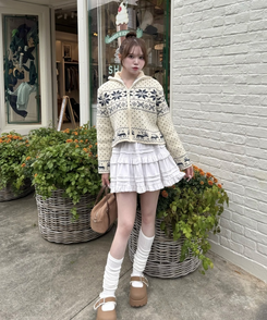 ノルディックニットジップアップ IVORY