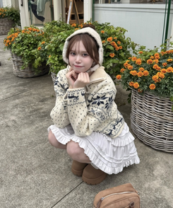 ノルディックニットジップアップ IVORY