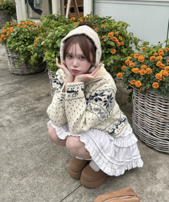 ノルディックニットジップアップ IVORY