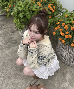 ノルディックニットジップアップ IVORY