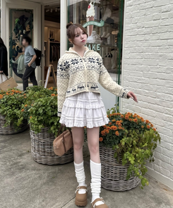 ノルディックニットジップアップ IVORY