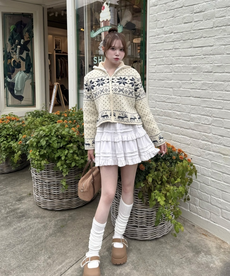 ノルディックニットジップアップ IVORY