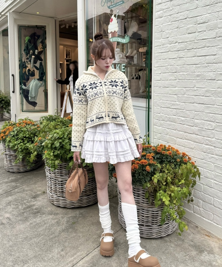 ノルディックニットジップアップ IVORY