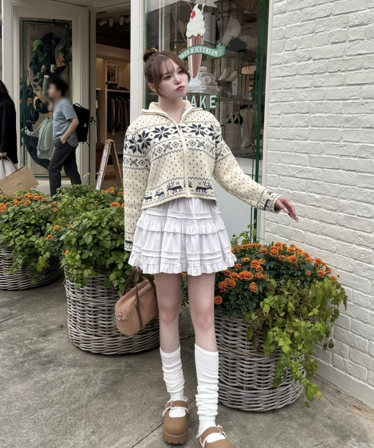 ノルディックニットジップアップ IVORY