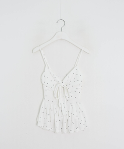 【SET】ドットショートカーディガン＋リボンキャミソール