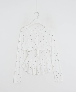 【SET】ドットショートカーディガン＋リボンキャミソール