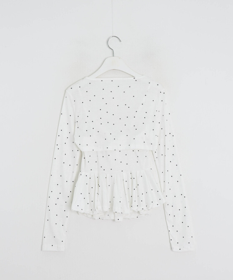 【SET】ドットショートカーディガン＋リボンキャミソール