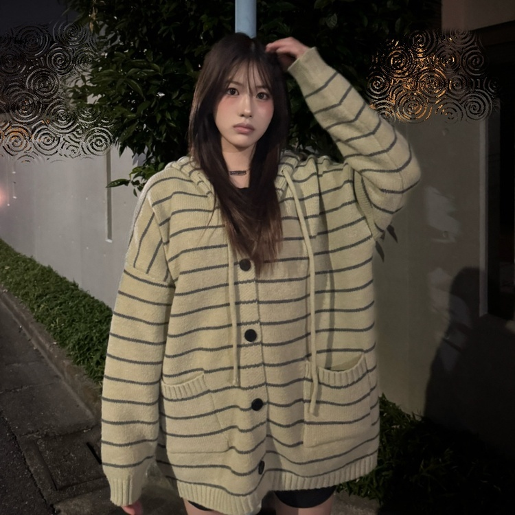 미디 단가라 후드 가디건 그린