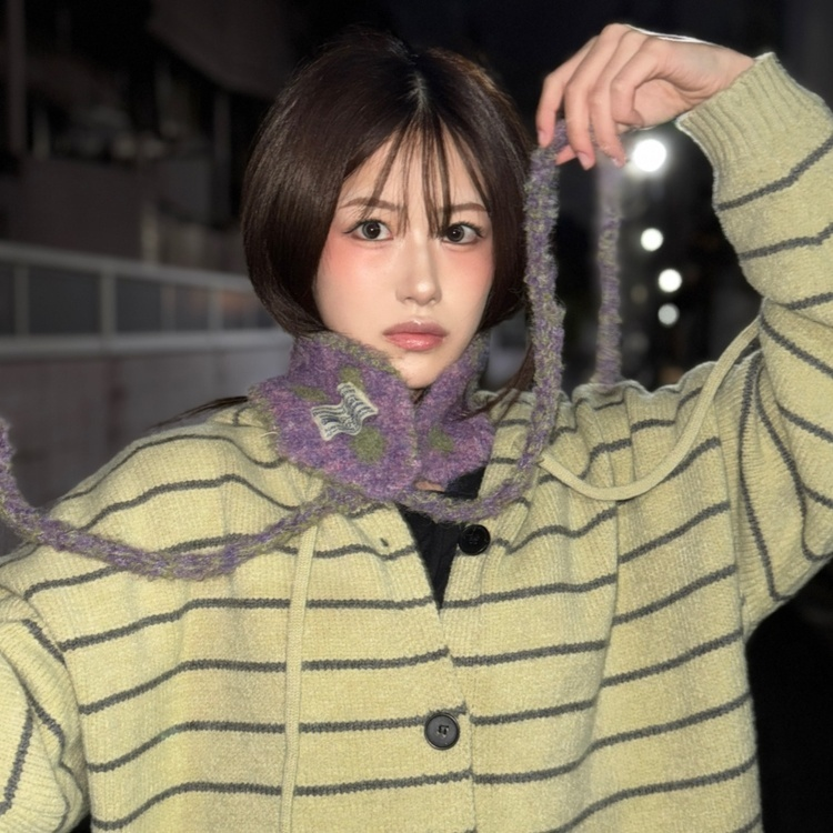 미디 단가라 후드 가디건 그린