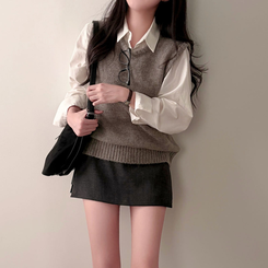 황금비율 보장팬던트 포인트 고퀄리티 A라인 스커트 치마바지 그레이