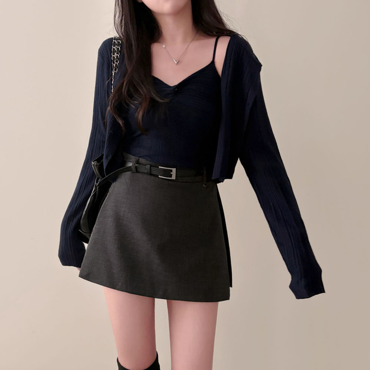 황금비율 보장팬던트 포인트 고퀄리티 A라인 스커트 치마바지 그레이