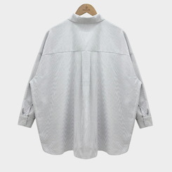 옥스포드 소재로 탄탄한스트라이프 왕오버핏 팬던트 셔츠 남방