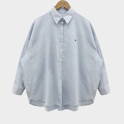 옥스포드 소재로 탄탄한스트라이프 왕오버핏 팬던트 셔츠 남방