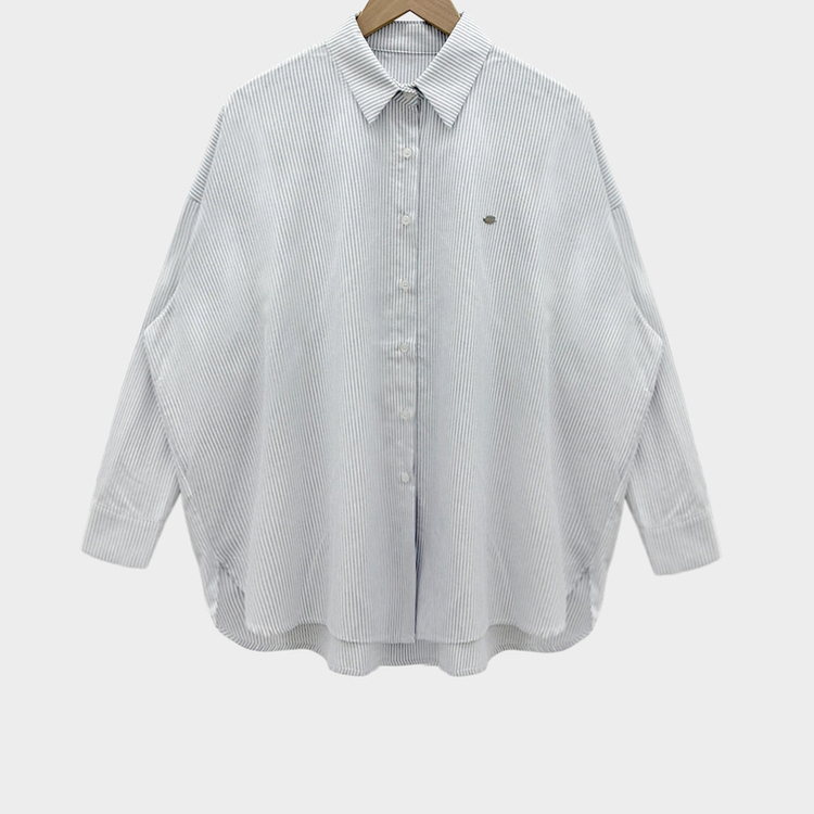 옥스포드 소재로 탄탄한스트라이프 왕오버핏 팬던트 셔츠 남방