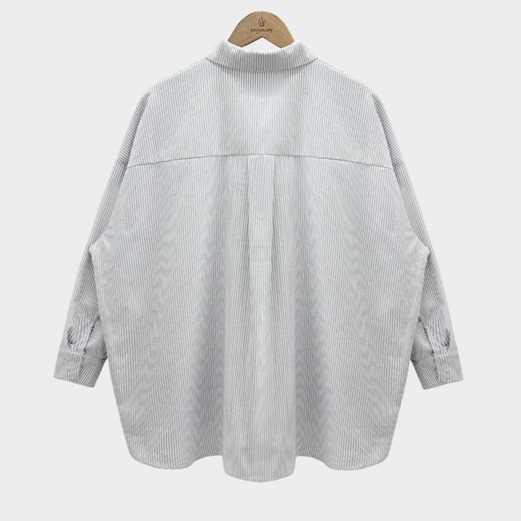 옥스포드 소재로 탄탄한스트라이프 왕오버핏 팬던트 셔츠 남방