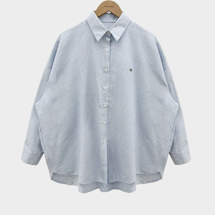 옥스포드 소재로 탄탄한스트라이프 왕오버핏 팬던트 셔츠 남방