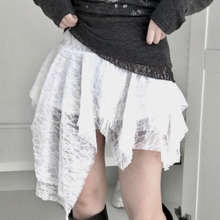 ドレープレースバンディングミニスカート WHITE