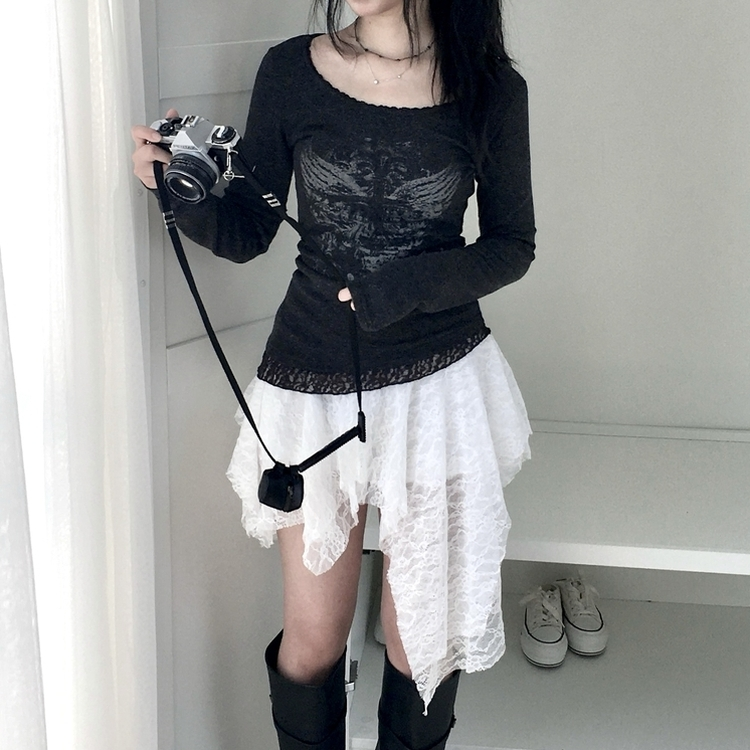 ドレープレースバンディングミニスカート WHITE