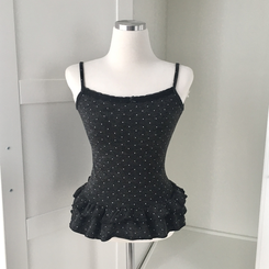 빈티지 여리핏 프릴 가디건 도트 레이어드 나시 머플러 세트