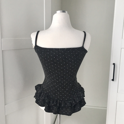 빈티지 여리핏 프릴 가디건 도트 레이어드 나시 머플러 세트