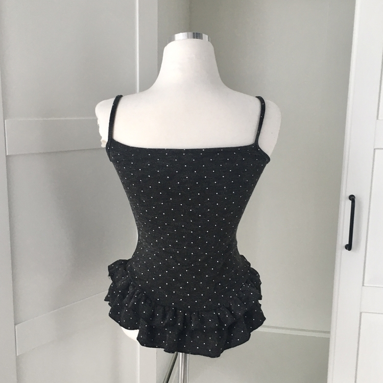 빈티지 여리핏 프릴 가디건 도트 레이어드 나시 머플러 세트