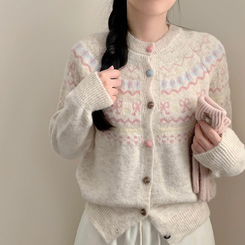 ノルディックラブリーニットカーディガン IVORY