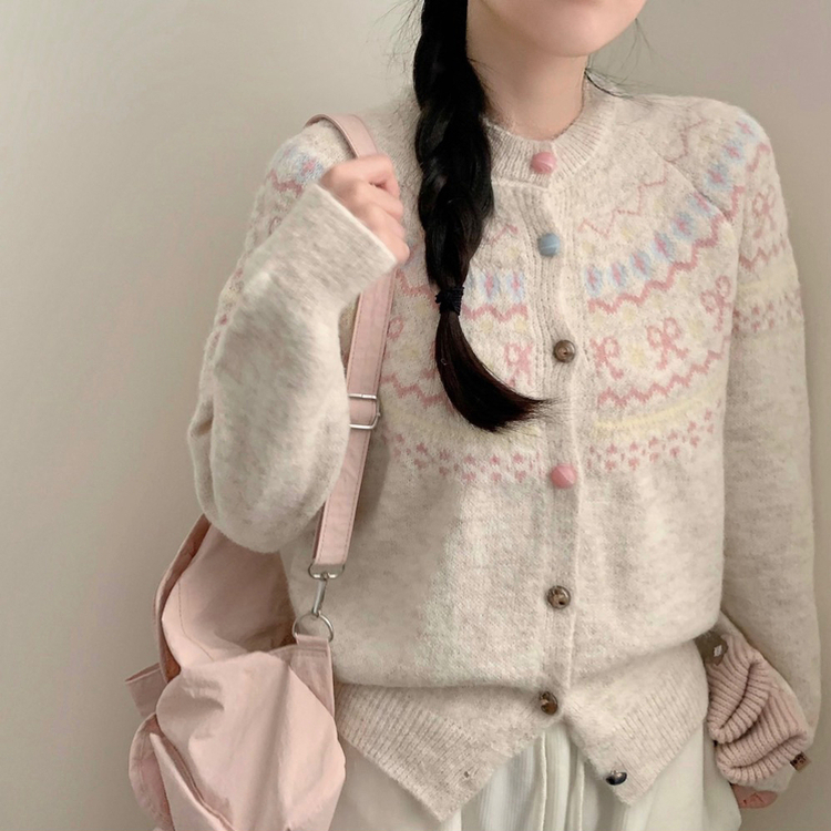 ノルディックラブリーニットカーディガン IVORY