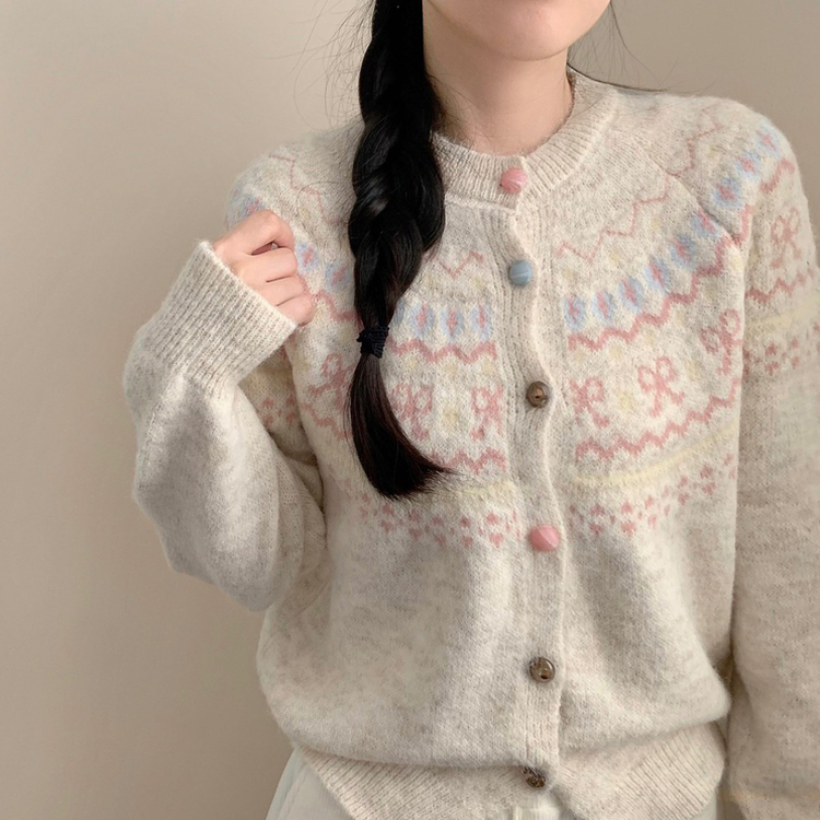 ノルディックラブリーニットカーディガン IVORY