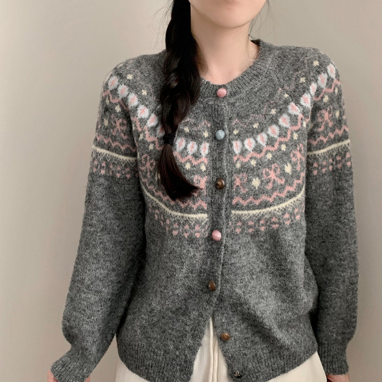 ノルディックラブリーニットカーディガン GREY