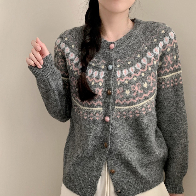 ノルディックラブリーニットカーディガン GREY