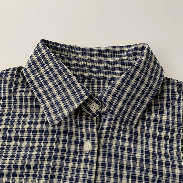 스미스 가을 카라 오버핏 빈티지 포켓 체크 셔츠 루즈핏 남방 긴팔