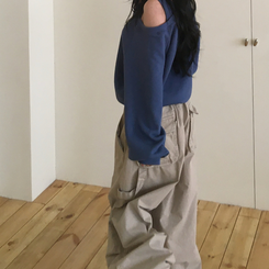 ルーズフィットワンオフショルダートレーナー BLUE