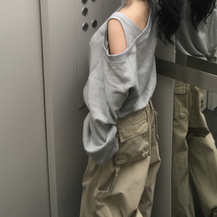 ルーズフィットワンオフショルダートレーナー MERANGE GRAY