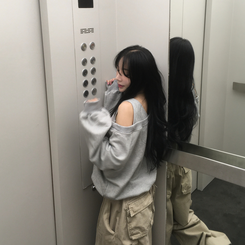 ルーズフィットワンオフショルダートレーナー MERANGE GRAY