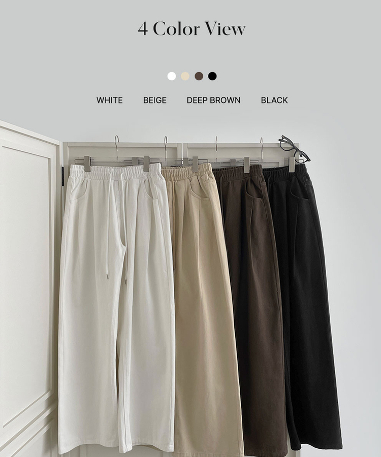 3XL어텀 피치 가공 핀턱 루즈 와이드핏 밴딩 면팬츠