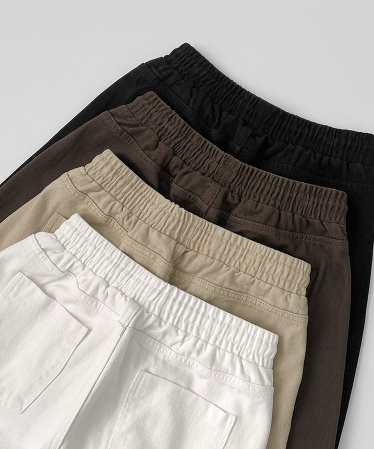 3XL어텀 피치 가공 핀턱 루즈 와이드핏 밴딩 면팬츠